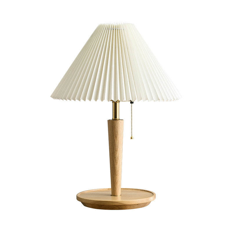 Vintage Bordslamp I Plisserat Trä