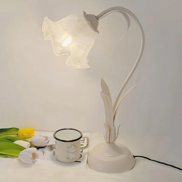 Justerbar Bordslamp Med Blommor Vintage