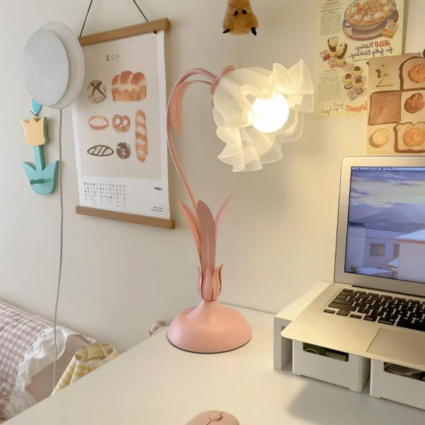 Justerbar Bordslamp Med Blommor Vintage