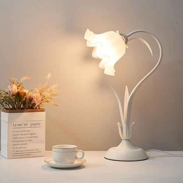 Justerbar Bordslamp Med Blommor Vintage