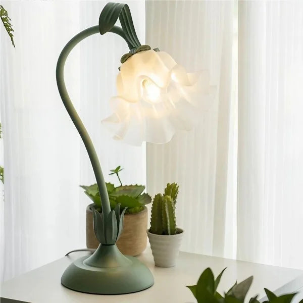 Justerbar Bordslamp Med Blommor Vintage