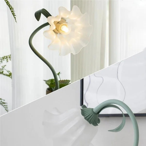 Justerbar Bordslamp Med Blommor Vintage