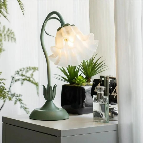 Justerbar Bordslamp Med Blommor Vintage