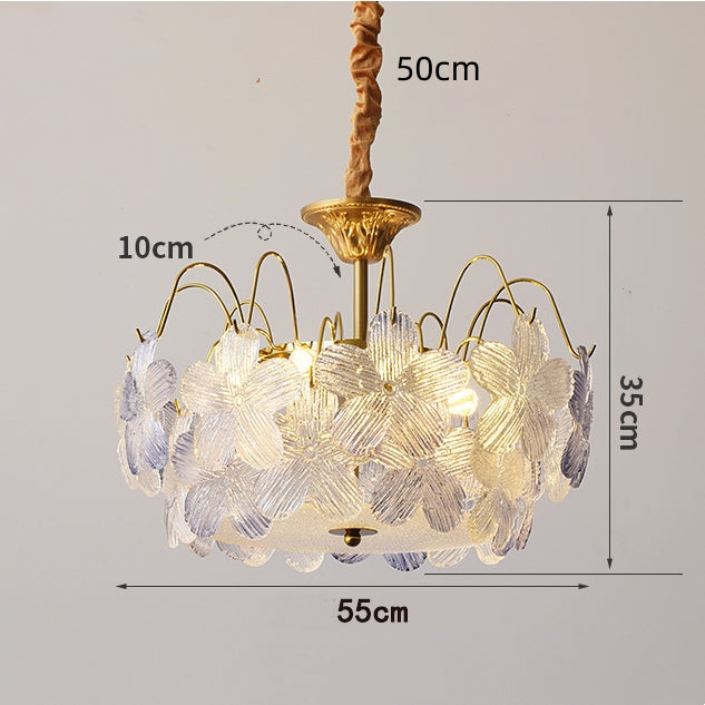Vintage Ljuskrona I Färgat Glas Med Blomform För Vardagsrummet